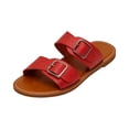 thumbnail image 3 of Wide Width Sandals for Women, Going Out Shoes for Women, Sandals Women Sole & Earth Womens Sandals | Leather Studded Double-Buckle Slides Women Dress Shoes for Women, Hot Pink 8.5, 3 of 5