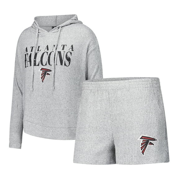 Women's Concepts Sport Gray Atlanta Falcons Juniper Long Sleeve Hoodie Top & Shorts Set