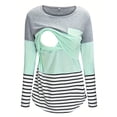thumbnail image 2 of Pregnant Women's Stylish Boho Style Nursing Spliced ​​top Striped Long Sleeve Blouse With Split Chest Design Ofr Breastfeeding, 2 of 5