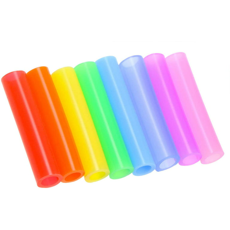 12pcs Silicone Straw Tips- Food Grade Rubber Metal Straws Tips Covers Only Fit for 1/3 inch Wide(8MM Outdiameter) Stainless Steel Straw-Multicolor