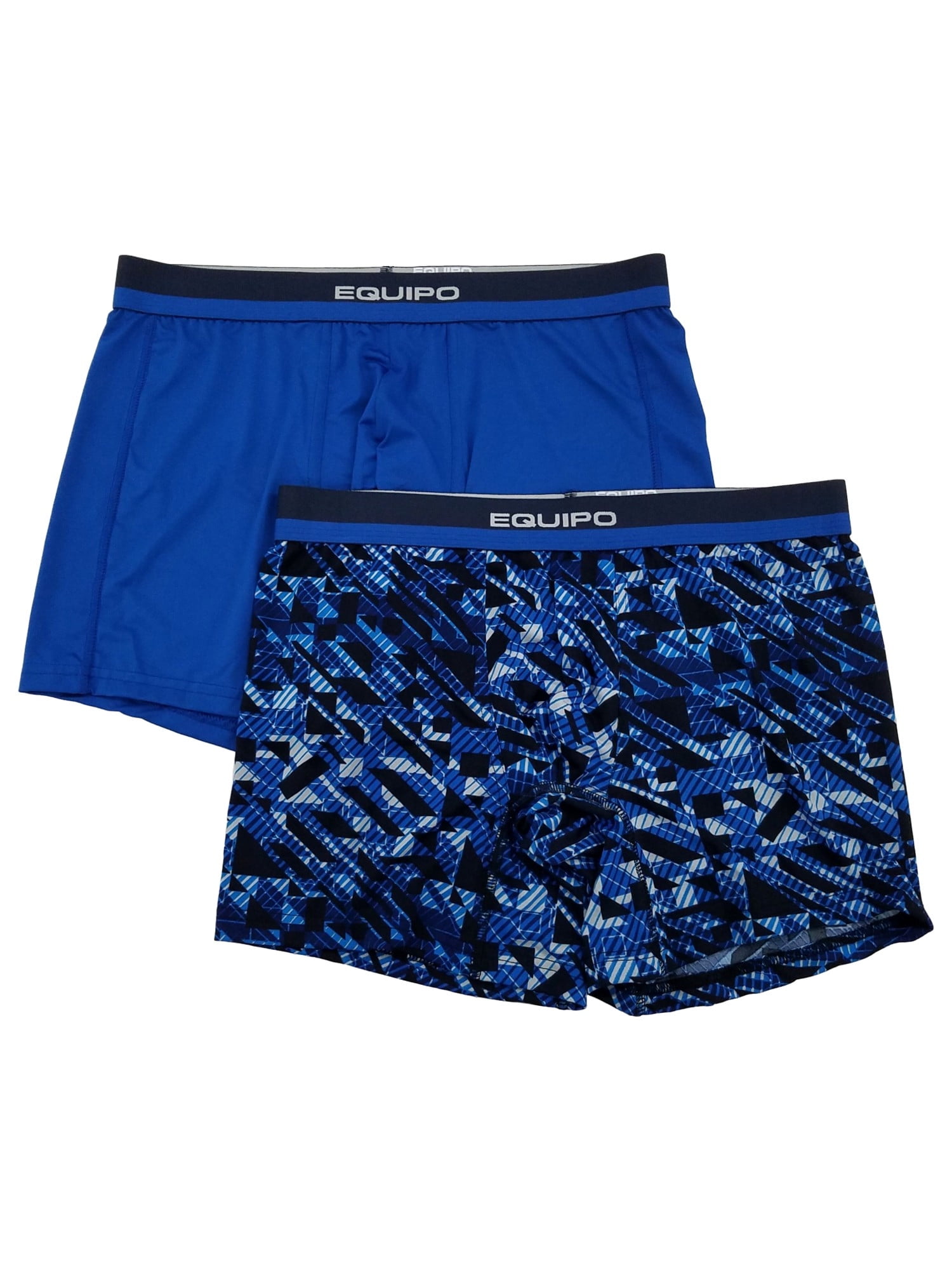 Men Equipo 2-Pack Boxers Brief Blue Pattern Performance 4-Way Stretch Underwear 