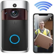Wireless WiFi Video Doorbell Camera, 720P Waterproof Home Security Doorbell Camera with Two-Way Talk, Wide Angle, Cloud Storage, PIR Motion Detection & Night Vision for iOS & Android(No Battery)