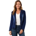 thumbnail image 1 of Chaqueta de mezclilla lavada de manga larga con botones y solapa con muesca para mujer Azul XL, 1 of 6