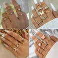 thumbnail image 4 of GKNET Women Rings Set Crystal Butterfly Boho Retro 18k Gold Plated Finger Knuckle Gift-#2, 4 of 9