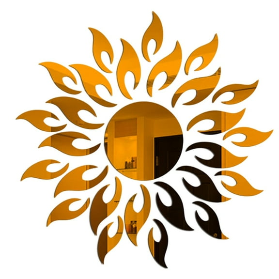 BCLONG 3D Mirror Sun Art Removable Wall Sticker Acrylic Mural Decal Home Room Decor DIY