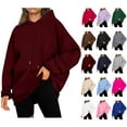 thumbnail image 1 of Chandail en Molleton pour Femmes Chandails en Molleton à Capuche Unis Décontractés Manches Longues Chandail Tops Ndbuld Décontracté Noël Uni Col Rond Manches Longues Chandail Blouse Chandail en Molleton Vin 3TG, 1 of 8