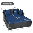 thumbnail image 2 of Gymax Rattan Patio Daybed Loveseat Sofa with Navy Cushions and Pillows, 2 of 10