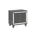 thumbnail image 5 of Modern Glam 3pc King Size Blue LED Upholstery Panel Bed Chest Nightstand Gray Finish Bedroom Furniture, 5 of 7