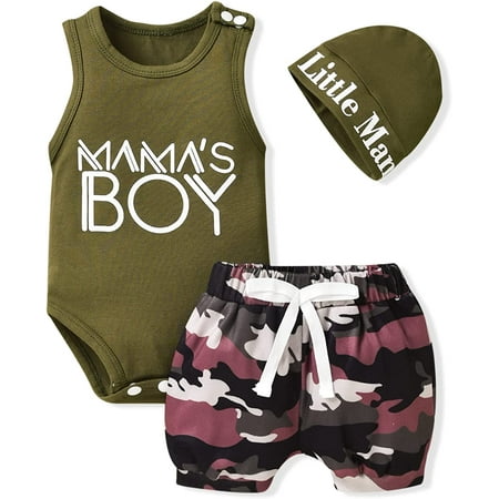 

Baby Boys Summer Clothes Sleeveless Bodysuit Shorts Outfit