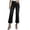Black, variant on Womens Cropped Flare Jeans Dual Square Patch Front Pockets Button Zipper Fly High Waist Washed Denim Casual Ankle Length Bottoms