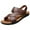 Brown, variant on Mens Leather Sandals Hollow Open Toe Thick Sole Non Slip Summer Outdoor Casual Beach Shoes Yellow