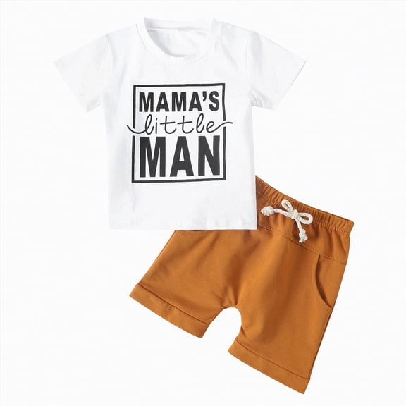 UAYOTSE Toddler Boys Baby Girls Boys Letter Short Sleeve T Shirt Solid Color Shorts Sports Two Piece Set for Kids Two Piece Children's Outfits,Sizes 18-24 Months