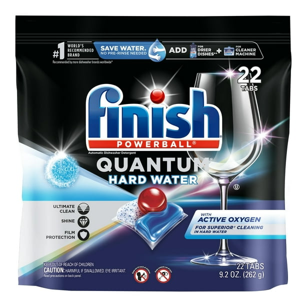 Finish Quantum Hard Water 22ct Dishwasher Detergent Powerball Dishwashing Tablets Dish
