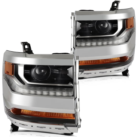 Chrome Housing For 2016 - 2019 Chevy Silverado 1500 Headlights Assembly LH   RH