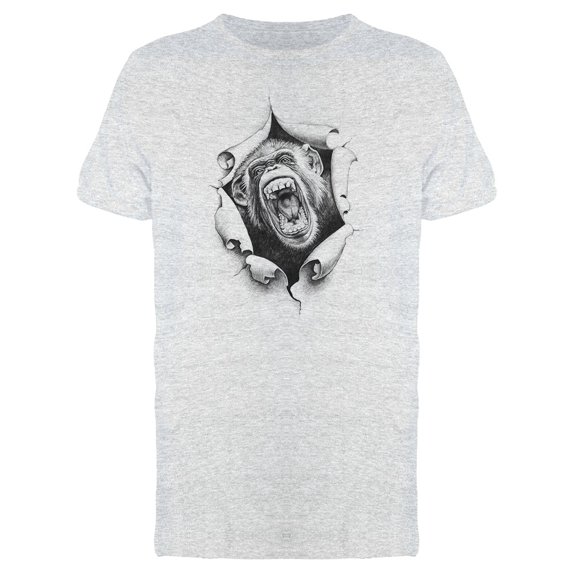 Chimpanzee Ripped Paper Sketch Tee Men's -Image by Shutterstock