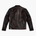 thumbnail image 3 of HIDE CRAFTS Vintage Style Motorcycle Leather Jacket, Brown, Stand Collar, Full Zip Front (US, Alpha, Small, Regular, Regular, Brown), 3 of 4