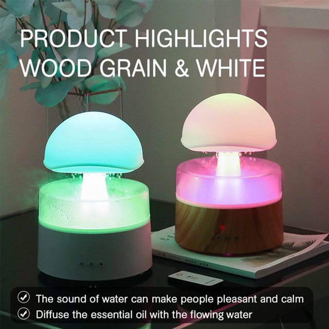 Difusor de aromaterapia con forma de setas, difusor de nube con puerto USB y luz de 7 colores