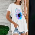 thumbnail image 2 of Blusa superior de lino y algodón con estampado de manga corta y cuello redondo con borlas para mujer Pompotops  hkajfhjk469434, 2 of 5