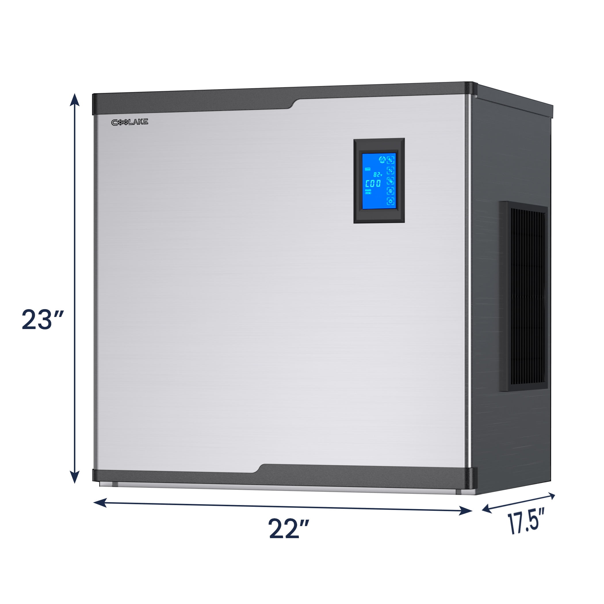 Coolake 22" 450lbs Commercial Cube Ice Machine Head, Stainless Steel, 115v