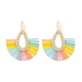 thumbnail image 1 of Bohemian Rattan Handmade Raffia Geometric Round Earrings Ladies Jewelry, 1 of 9