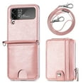 thumbnail image 3 of Nalacover for Samsung Galaxy Z Flip4 Crossbody Wallet Case with Detachable Card Slots Shoulder Strap, Zipper Pocket Premium PU Leather Shockproof Flip Cover with Kickstand Lanyard Case, Rosegold, 3 of 11