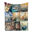 thumbnail image 1 of Italian Soft Flannel Fleece Throw Blanket, Designed for Carnival of Venice Baroque Style Gondolas River Italy Landmark, Cozy Plush for Indoor and Outdoor Use, 50" x 70", Multicolor, by Ambesonne, 1 of 6