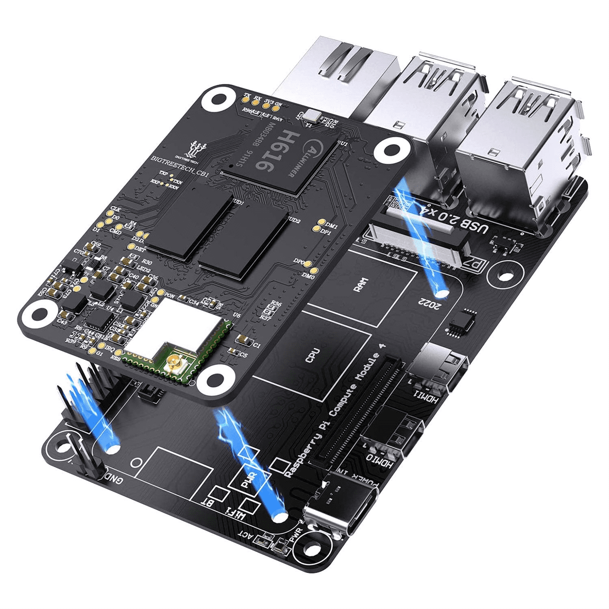 Van storm canvas Vuil CB1 V2.2+Pi4B Adapter Panel Board Kit,For SKR 3 Board To Run Klipper  Raspberry-Pi 4/3B for Voron 3D Printer - Walmart.com