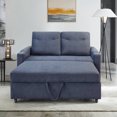 thumbnail image 3 of Modern Velvet Loveseat Sofa Couch, 3 in 1 Convertible Sleeper Sofa Bed, Gray, Fabric, Reclining Backrest, Pockets, Living Room Furniture, 3 of 9