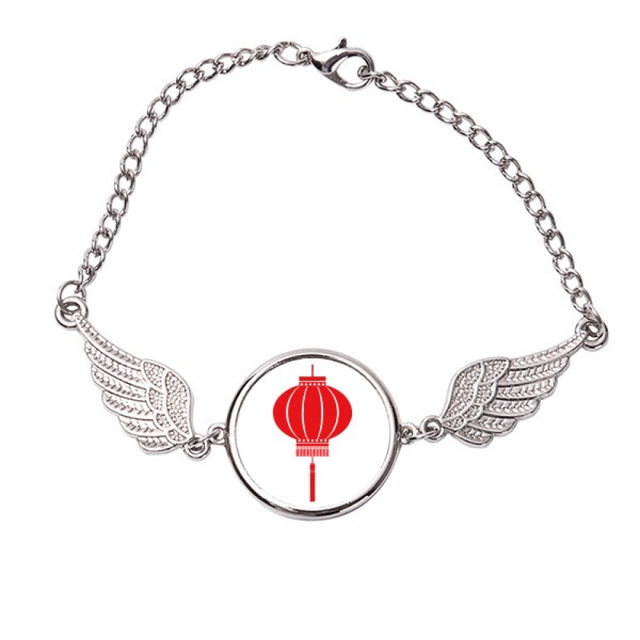Rojo patron de linterna tradicional china Pulsera pulsera pulsera alas de ángel pulsera