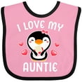 thumbnail image 3 of Inktastic I Love My Auntie with Cute Penguin and Hearts Girls Baby Bib, 3 of 4