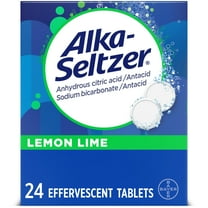 Alka-Seltzer Heartburn Relief Lemon Lime Flavor Effervescent Tablets, Dissolvable Antacid, 24 Count