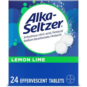 Alka-Seltzer Heartburn Relief Lemon Lime Flavor Effervescent Tablets, Dissolvable Antacid, 24 Count