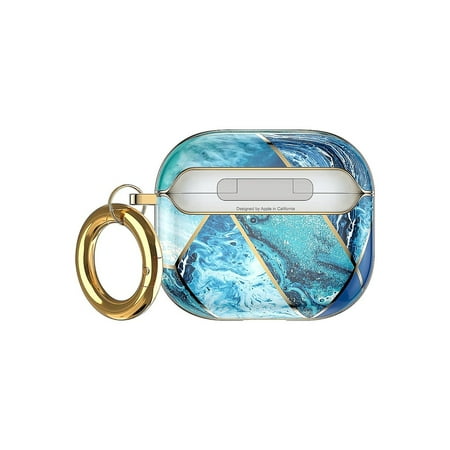 SaharaCase - Marble Case for Apple AirPods 3 (3rd Generation) - Blue/Gold