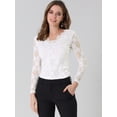 thumbnail image 2 of Blusa de encaje Allegra K con bordado floral blanco L para mujer, 2 of 6