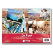 Glossy Photo Paper, 5 x 7 inch, 100 Sheets, by Better Office Products, 230 gsm, 5 x 7, 100-Count Pack