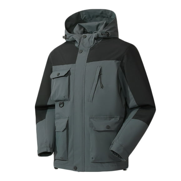 zanvin Men's Waterproof Rain Jacket Outdoor Lightweight Rain Coat for Hiking, Golf, Travel,Gray,XL
