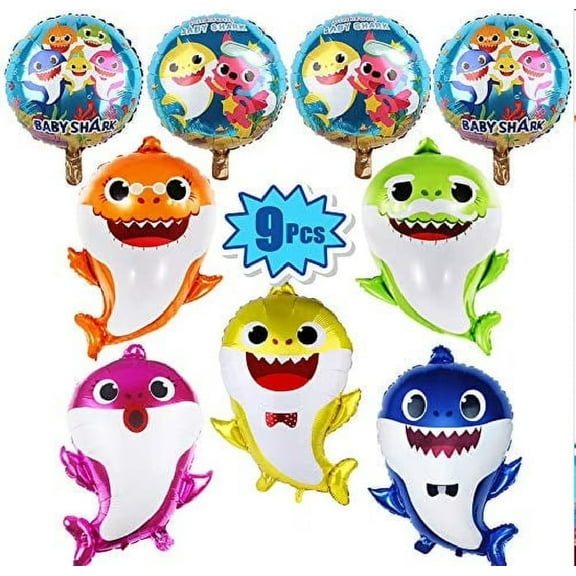 Pcs Little Shark Party Helium Balloons 26 Shark Family Foil Balloons With 4 Pcs 17 Round Balloons For Shark Theme Party Suppliesbaby Shower Party Decorations