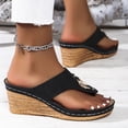 thumbnail image 5 of ShiShine Women's Hollow out Thong Wedge Slide Sandals Open Toe Slip On Beach Vacation Walking Shoes, 5 of 9
