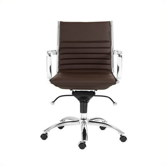Eurostyle Chaise de Bureau Dirk à Dossier Bas en Marron/chrome