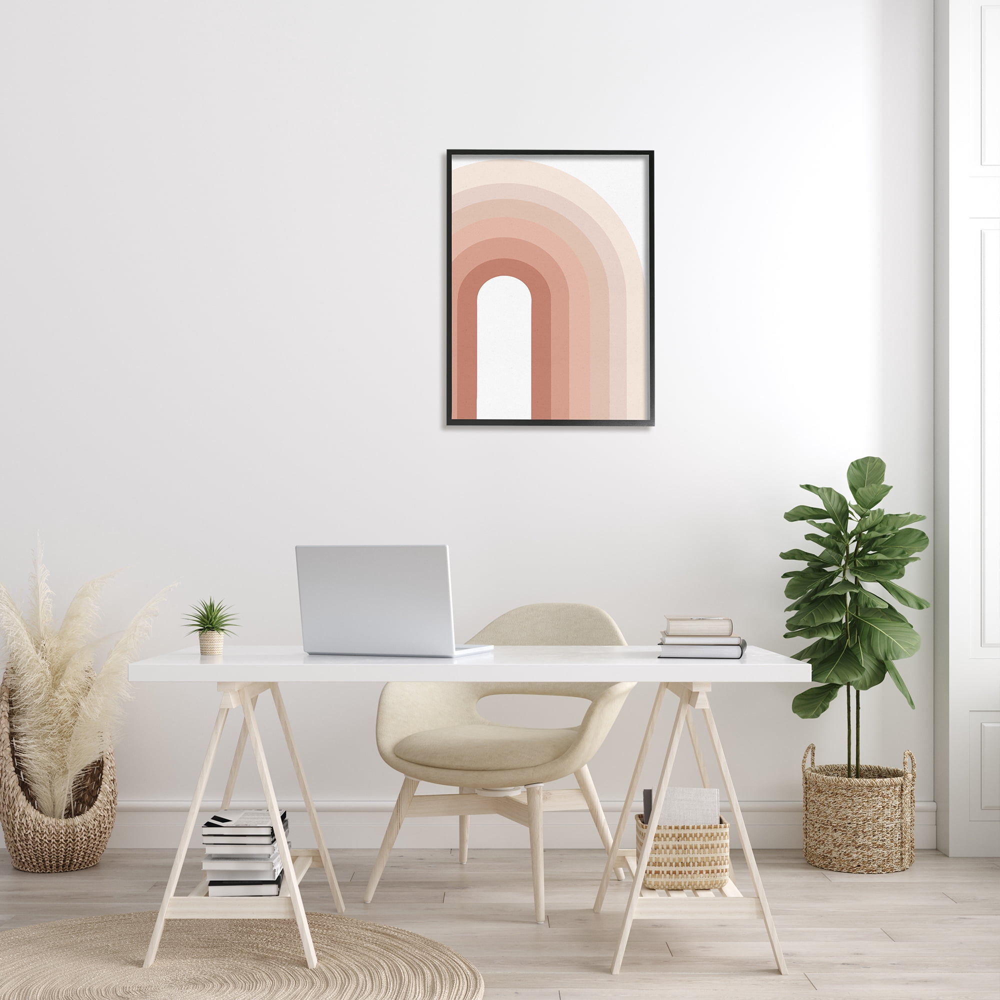 Stupell Home Décor Rustic Desert Rainbow Geometric Abstraction Terracotta Tones, 24 x 30, Designed by Ros Ruseva, Black Frame