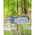 thumbnail image 3 of nqOlkjepod Blue Ombre Stripe Outdoor Tablecloth with Umbrella Hole & Zipper, Farmhouse Striped Gradient Round Table Cover 60 Inch, Dining Waterproof Table Cloth Protector for Patio/Party/Picnic, 3 of 7