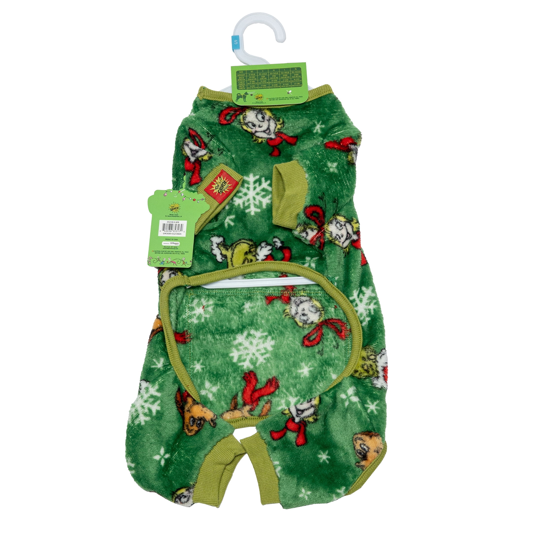 Dr. Seuss' The Grinch! Holiday Pet Pajamas for Cats & Dogs, Grinch and Max, Green, Small