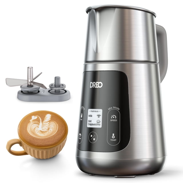 Máquina de espuma eléctrica todo en 1 Milk Frother DREO, 450 ml, LED
