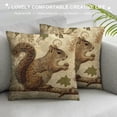 thumbnail image 3 of Leisuo Vintage Wildlife AnimalsThrow Pillow Covers Squirrel Bear Elk Rabbit with Green Plants Cushion Cover Home Decor Square White, 3 of 5