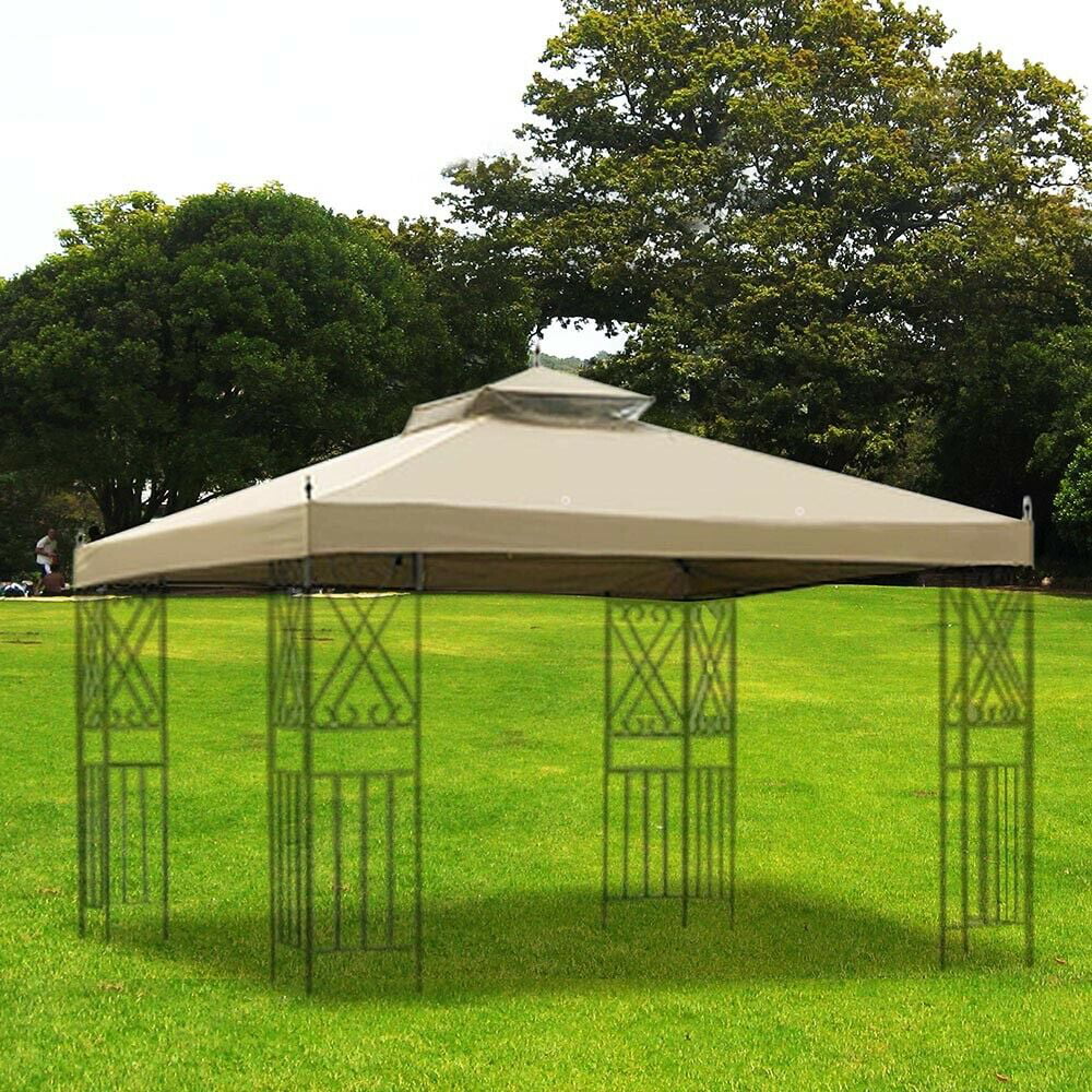 8x8' Gazebo Top Canopy Replacement 2 Tier Green Outdoor Waterprooof  Patio Cover 