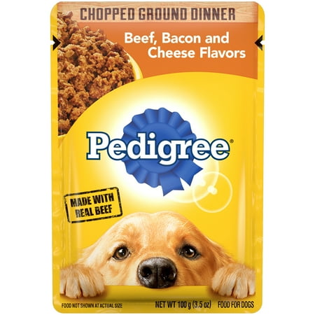 Photo 1 of 16pk PEDIGREE Adult Wet Dog Food Chopped Ground Dinner Beef, Bacon and Cheese Flavors, 3.5 oz. Pouch