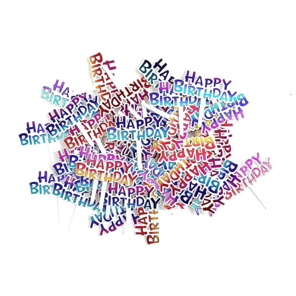 Holzlrgus Colourful Happy Birthday Cupcake Picks Cake Toppers,Pack of 50