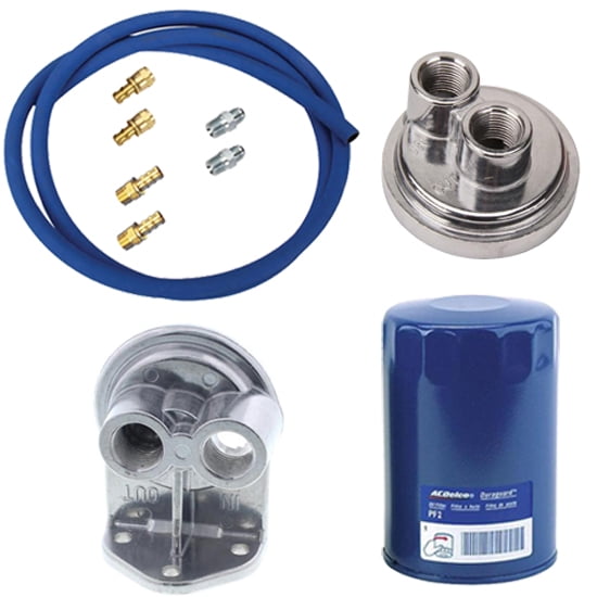 Remote Oil Filter Relocation Kit,Vertical Inlet/Outlet, Fits Ford/Mopar Filters