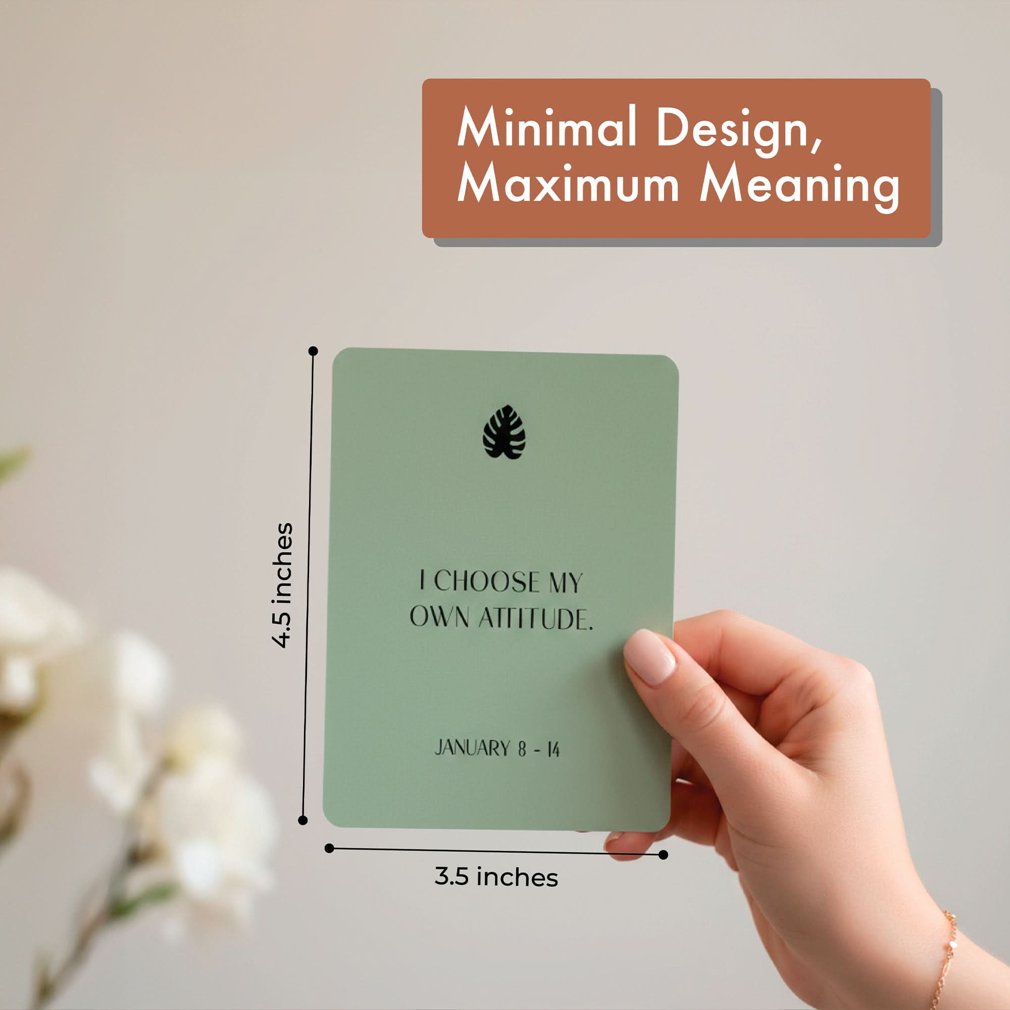 Positive Affirmation Cards Weekly Calendar | 52 Aesthetic Encouragement Mindfulness Desk Cards for Every Week of the Year,  Daily Self Mantras For Mental Wellness, Great Motivational Gift For Women &