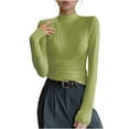 thumbnail image 7 of HUJlwoi Women's Thermal Tops Solid Color Long Sleeve Mock Turtle Neck Undershirt Casual Fall Winter Ribbed Blouse Basic Base Layer, 7 of 7
